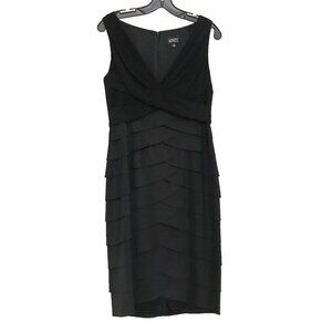 Adrianna Papell V-neck Tiered Cocktail Party Knee Length Midi Dress